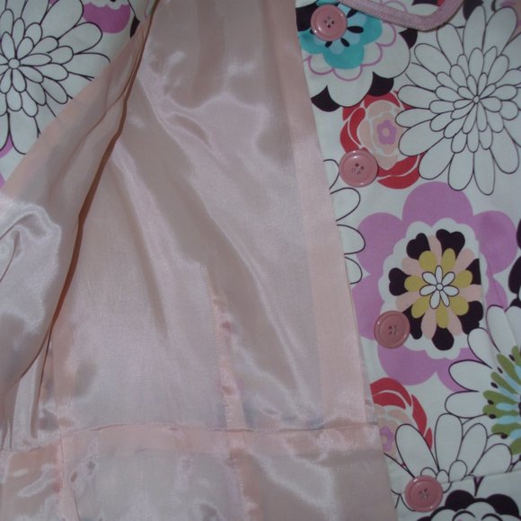 Isabel & Nina Pink Long Trench Cotton Overcoat Matching Floral Print Pencil Skir - Picture 2 of 7